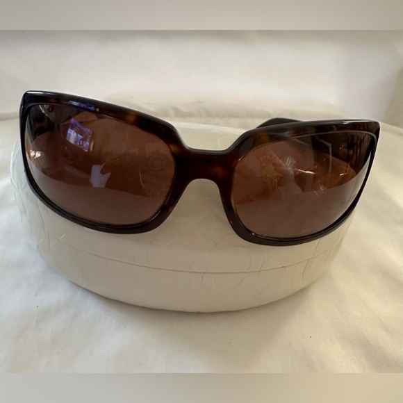 COACH S425 Samantha Black Rectangle Sunglasses Bling Polka Dot Accents & Case - Picture 2 of 8